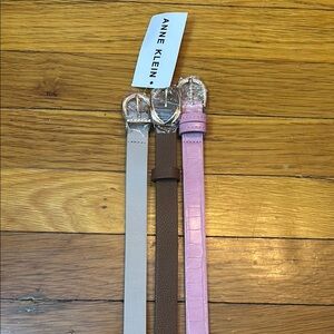 Anne Klein Pink and Brown Fashion Belts with Silver Buckles